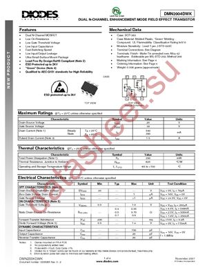 DMN2004DWK-7 datasheet  